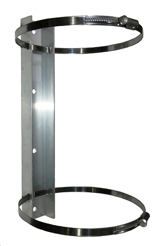 Aluminium cavity filter wall mounting bracket for 203mm O.D. diameter filters – 400mm, incl 2 worm drive clamps